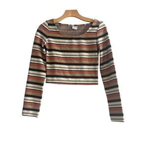 Hurley Sample Piece Long Sleeve‎ Striped Crop Top Size S